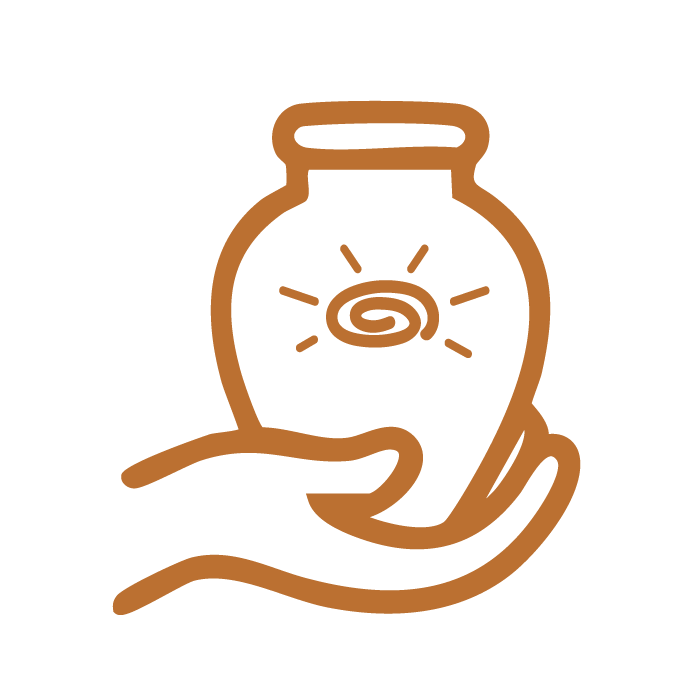 Hand holding pottery icon.